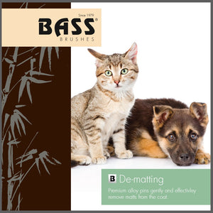 Bass Brushes | De-matting Pet Brush | Alloy Pin | Pure Bamboo Handle | Slicker Style | Striped Finish | Model A21-SB