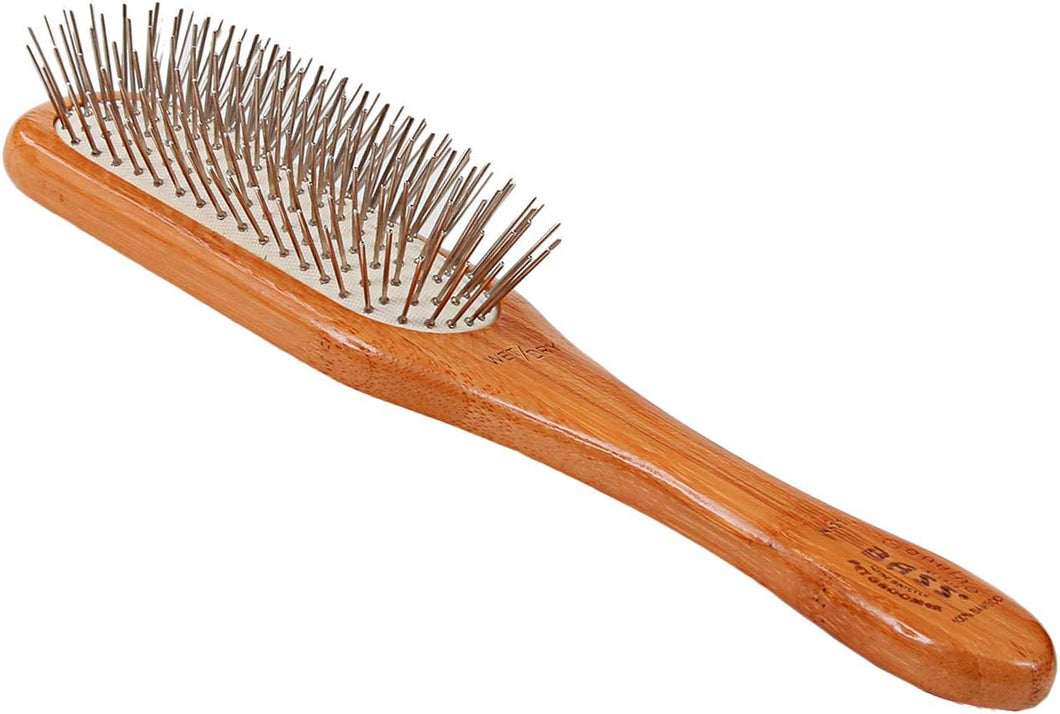Brosses à fil Bass pour toilettage d'animaux de compagnie, manche rectangulaire moyen en bambou