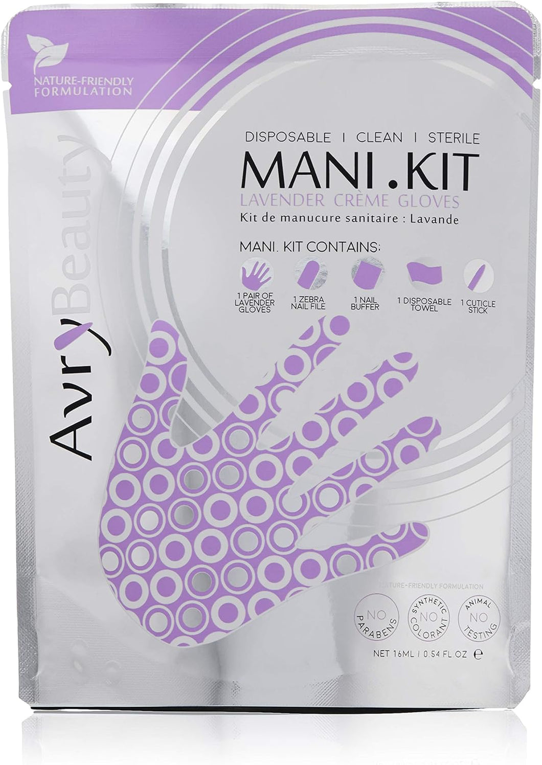 Kit de manucure tout-en-un AvryBeauty avec gants lavande, 1 ct.