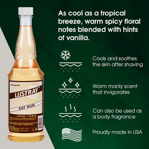 Après-rasage au rhum Clubman Lustray Bay, 14 onces