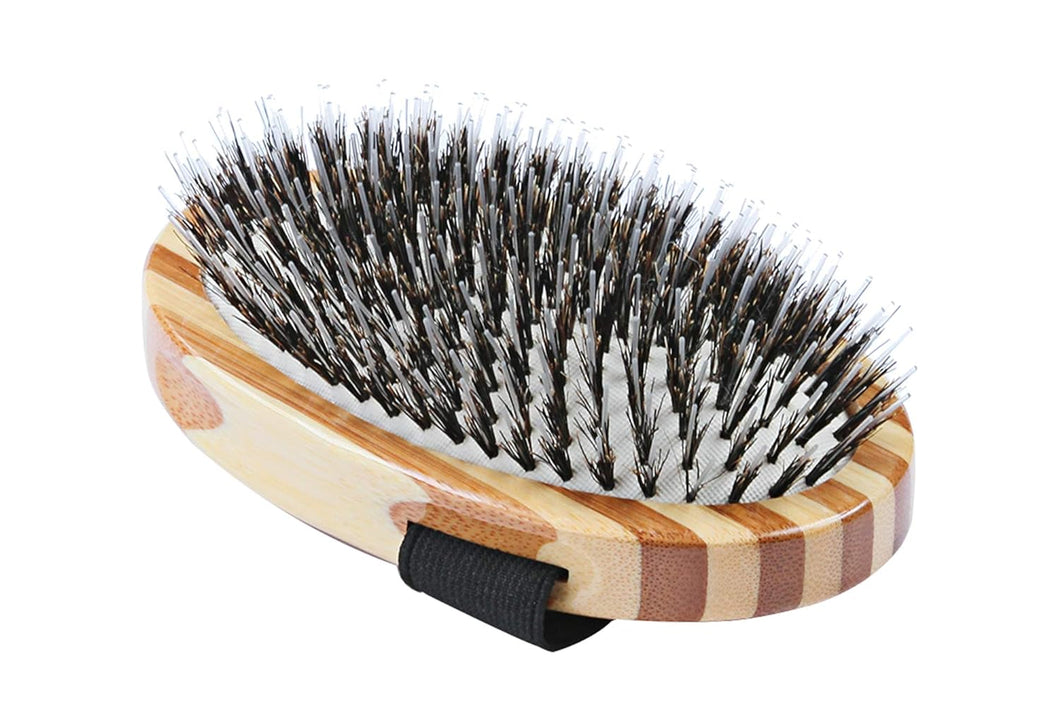 Bass Brushes | Brosse pour animaux de compagnie brillance et soin | Poils 100 % naturels + picots en nylon | Manche en bambou pur | Style paume | Finition rayée | Modèle A7-SB