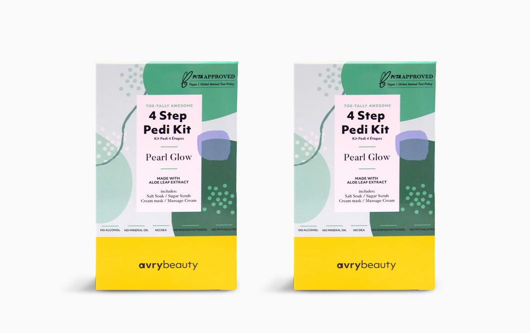 Kit pédicure AvryBeauty 4 étapes - Pearl Glow - Lot de 2