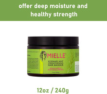 Charger l&#39;image dans la galerie, Masque capillaire Mielle Strengthen Hydratant Nourrissant à la biotine, au romarin, à l&#39;huile de coco et au miel 12 oz
