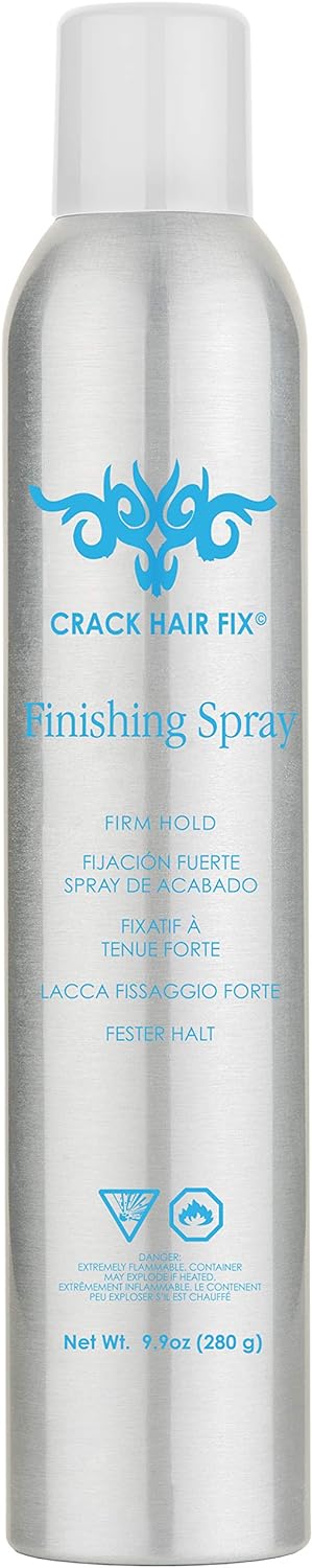 Spray de finition tenue ferme CRACK HAIR FIX - Tenue résistante au vent et à l'humidité et brillance élevée, pour tous types de cheveux (283 g)