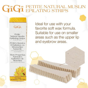 Bandes épilatoires en mousseline naturelle GiGi Petite, paquet de 100