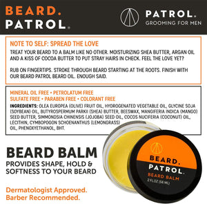 Baume à barbe Beard Patrol pour homme - Cire revitalisante au parfum de citronnelle (56 ml)