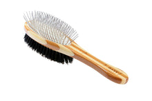 Charger l&#39;image dans la galerie, Bass Brushes | Brosse double face pour animaux | Poils naturels et tige en alliage | Manche en bambou | Ovale | Finition rayée | Modèle A22-SB
