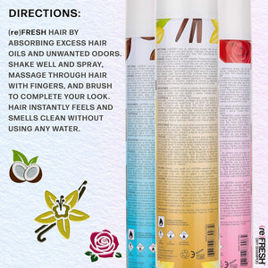 (re) FRESH - DRY Shampoo Set for Absorbing Hair Oil (Vanilla, Coconut, Flower Power -11.55oz, 3pk)