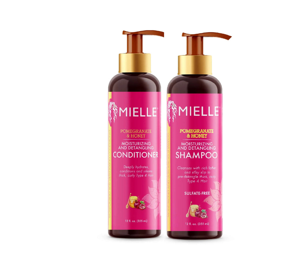 Coffret shampoing et après-shampoing hydratants/démêlants à la grenade et au miel Mielle (350 ml chacun)