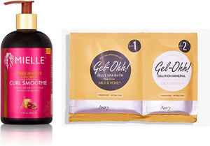 Smoothie boucles à la grenade et au miel Mielle et gel-Ohh Foot Spa Milk &amp; Honey en bonus