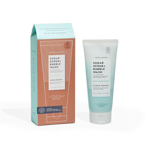 VOESH Sugar Scrub + Bubble Wash, Exfoliating Body Scrub & Body Wash, Clean Ocean