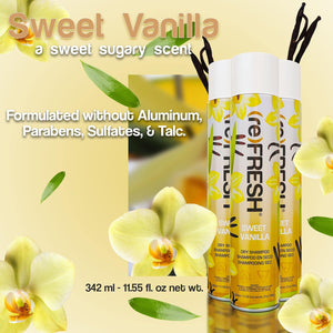 (re) FRESH - DRY Shampoo for Absorbing Hair Oil, Sweat, and Odor (Sweet Vanilla, 11.55 fl. oz. -3pk)