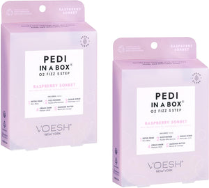 VOESH Pedi in a Box O2 Fizz 5 étapes - Sorbet framboise, paquet de 2
