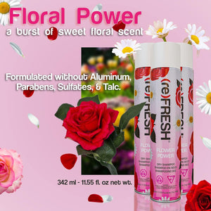 (re) FRESH - DRY Shampoo for Absorbing Hair Oil, Sweat, and Odor (Flower Power, 11.55 fl. oz. -3pk)