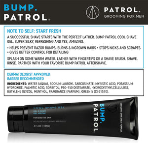 Bump Patrol Cool Shave Gel - Sensitive Clear Shaving Gel With Menthol Prevents Razor Burn, Bumps, Ingrown Hair - 4 Ounces