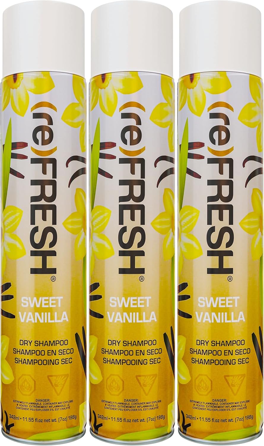 (re) FRESH - DRY Shampoo for Absorbing Hair Oil, Sweat, and Odor (Sweet Vanilla, 11.55 fl. oz. -3pk)