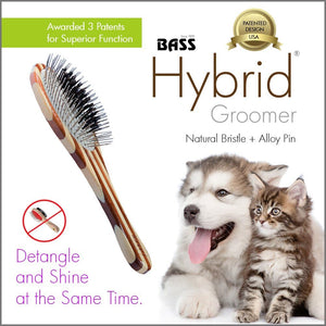 Bass Brushes Hybrid Pet Groomer Grand manche ovale en bambou