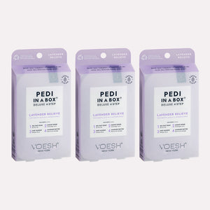 VOESH Pedi in a Box Deluxe 4 étapes - Soulagement à la lavande, pack de 3