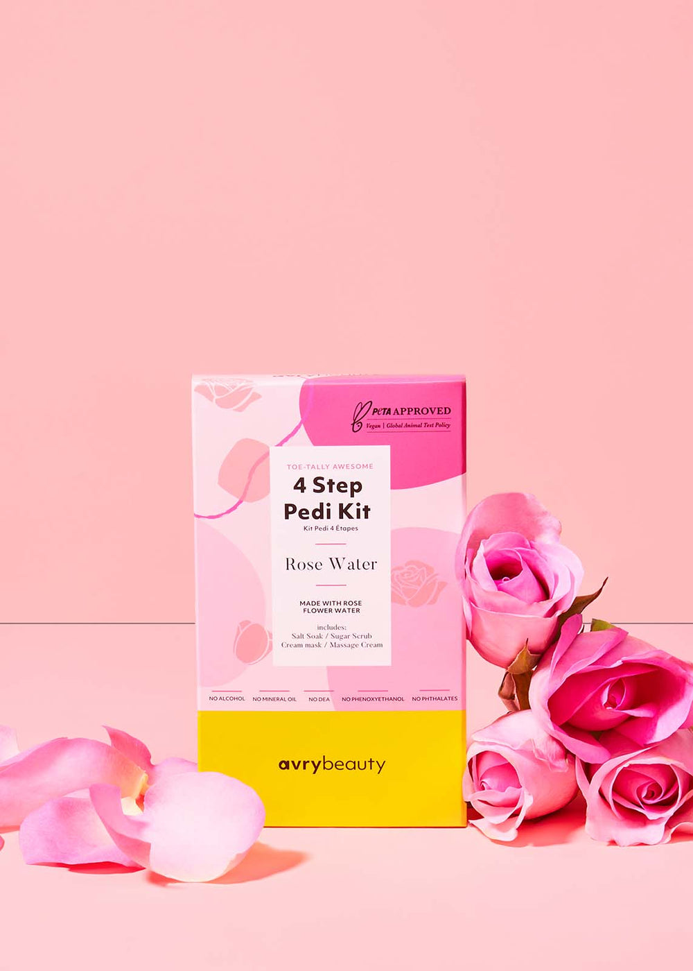 Kit pédicure AvryBeauty 4 étapes à l'eau de rose