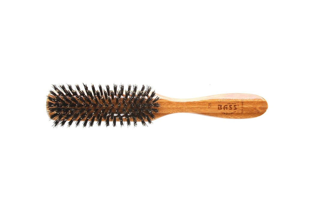 Brush - Semi Oval Seven Row Design 100% Wild Boar Bristles Light Wood Handle Bas by Bass Brushes