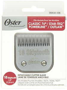 Oster Professional 76918-106 Replacement Blade with AgIon Antimicrobial Coating for Classic 76/Star-Teq/Power-Teq Clippers, Size# 18 Skiptooth 1/8" (3.2mm)