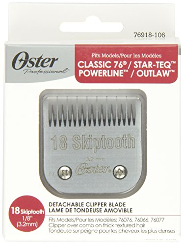 Oster Professional 76918-106 Replacement Blade with AgIon Antimicrobial Coating for Classic 76/Star-Teq/Power-Teq Clippers, Size# 18 Skiptooth 1/8