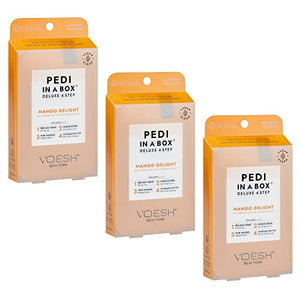 Voesh New York Pedi in a Box Deluxe 4 Step, Mango Delight - Pack of 3