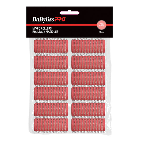 Rouleaux velcro BabylissPro roses 24 mm, une douzaine - BESMAGIC3UCC