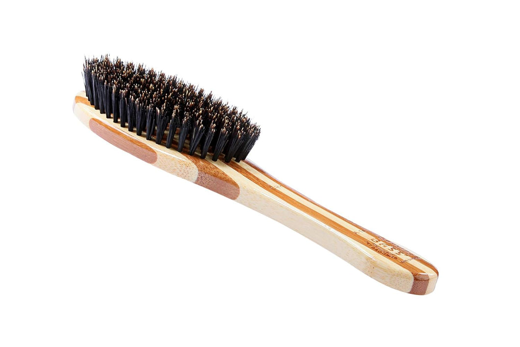 Bass Brushes | Brosse pour animaux de compagnie brillance et soin | Poils 100 % naturels | Manche en bambou pur | Ovale | Finition rayée | Modèle A14-SB