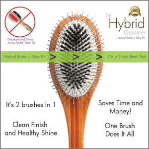 Bass Brushes Hybrid Pet Groomer Grand manche ovale en bambou