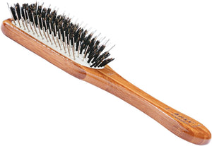 Brosses de toilette hybrides pour animaux de compagnie Bass Brushes, manche rectangulaire en bambou