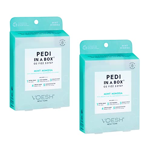 VOESH Pedi in a Box O2 Fizz 5 Step - Mint Mimosa, 2 Pack