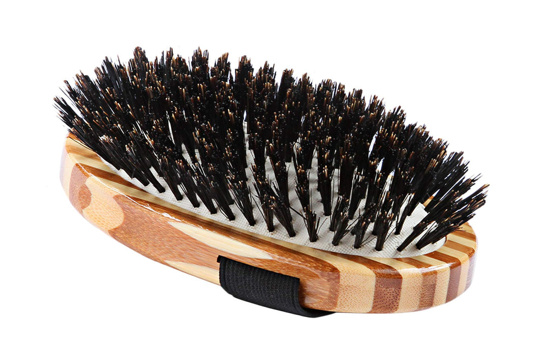 Bass Brushes 100 % poils de sanglier pour toilettage d'animaux de compagnie, manche en bambou style paume