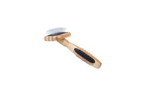 Bass Brushes | Brosse démêlante pour animaux | Tige en alliage | Manche en bambou pur | Style lisse | Finition rayée | Modèle A27-SB