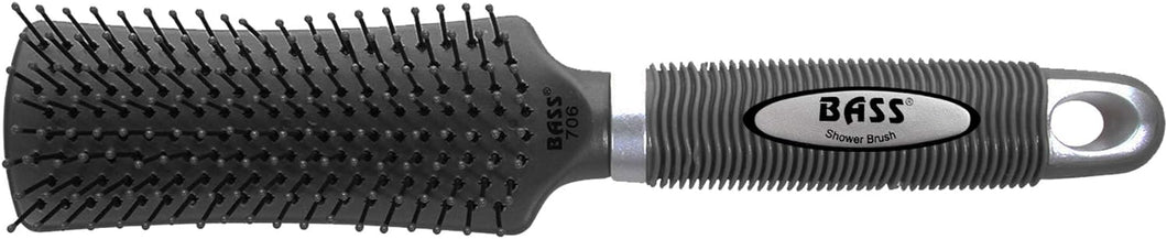 Bass Brushes La brosse de douche de qualité professionnelle avec poignée en caoutchouc et tige en nylon, finition fumée, modèle 706-SMK