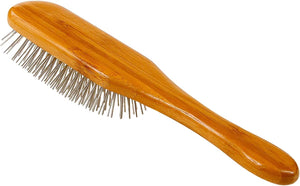 Brosses à fil Bass pour toilettage d'animaux de compagnie, manche rectangulaire moyen en bambou