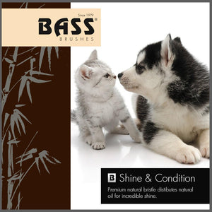 Bass Brushes 100% Soft Wild Boar Bristles Pet Groomer Medium Oval Bamboo Handle