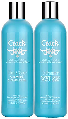 Crack : Shampooing protecteur nettoyant et savonneux à brillance améliorée avec revitalisant protecteur sans rinçage, 283 g chacun