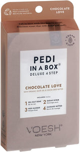 VOESH Pedi in a Box 4 Step- Chocolate Scent, Cocoa, 4 Step Pedi, At Home Pedicure Treatment, Pedicure Kit, Foot Soak, Foot Scrub, Foot Mask, Vegan Beauty, Foot Treatment, Foot Spa, Luxury Pedicure, Perfect Pedicure Prep