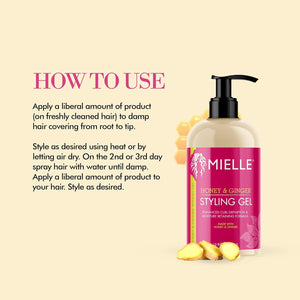 [MIELLE ORGANICS] GEL COIFFANT AU MIEL ET AU GINGEMBRE 13 OZ BOUCLES DÉFINIES HYDRATANT