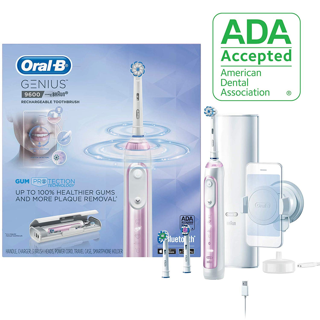 Oral-b 9600 Electric Toothbrush, 3 Brush Heads, Powered By Braun, Sakura Pink